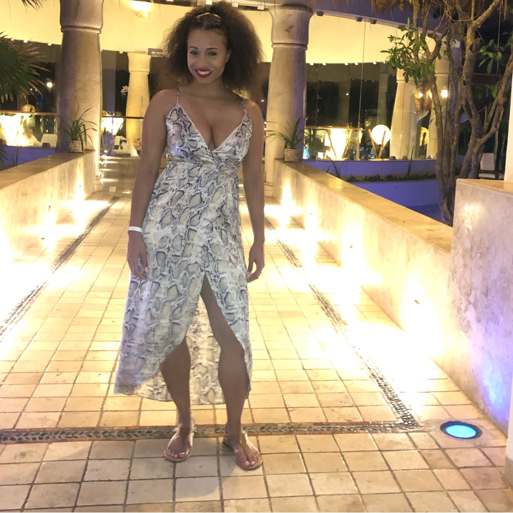 Snake print wrap dress